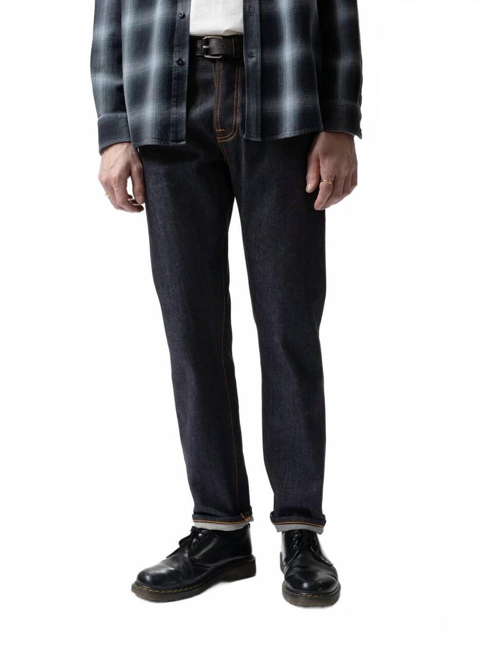 NEW NUDIE JEANS steady eddie ii slim leg jeans in dry dusk selvedge